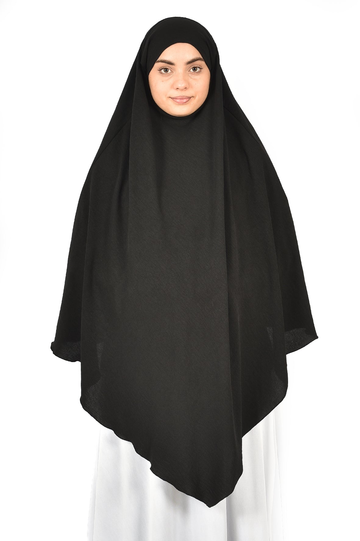 Elegant Women’s Khimar – Black, Soft Crepe Fabric
