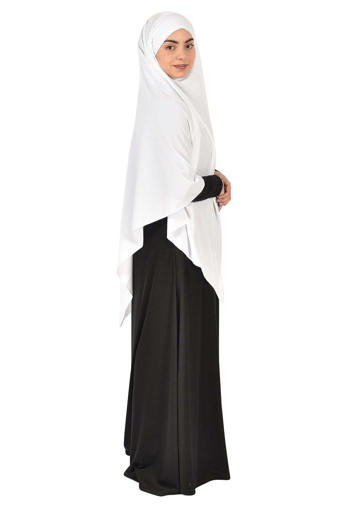 White Wide Khimar with Practical & Elegant Design