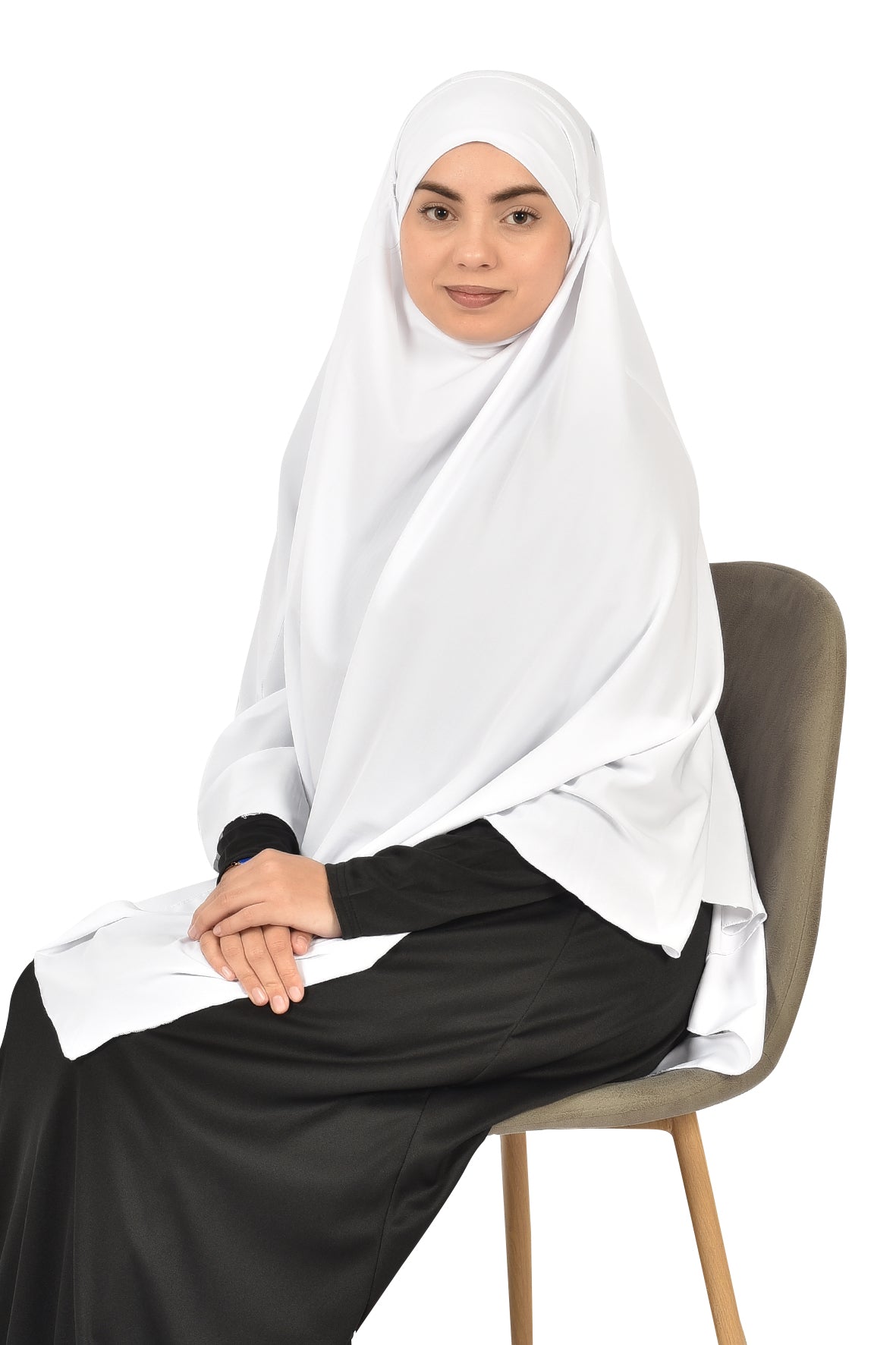 White Wide Khimar with Practical & Elegant Design