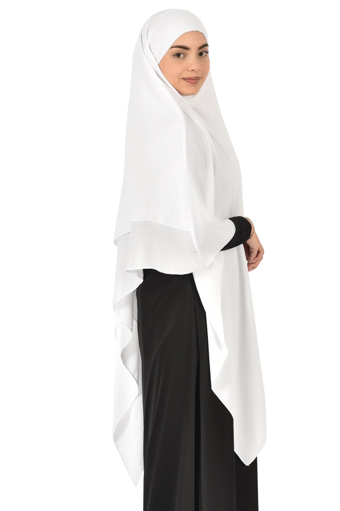 Long White Khimar with Full Coverage & Comfort
