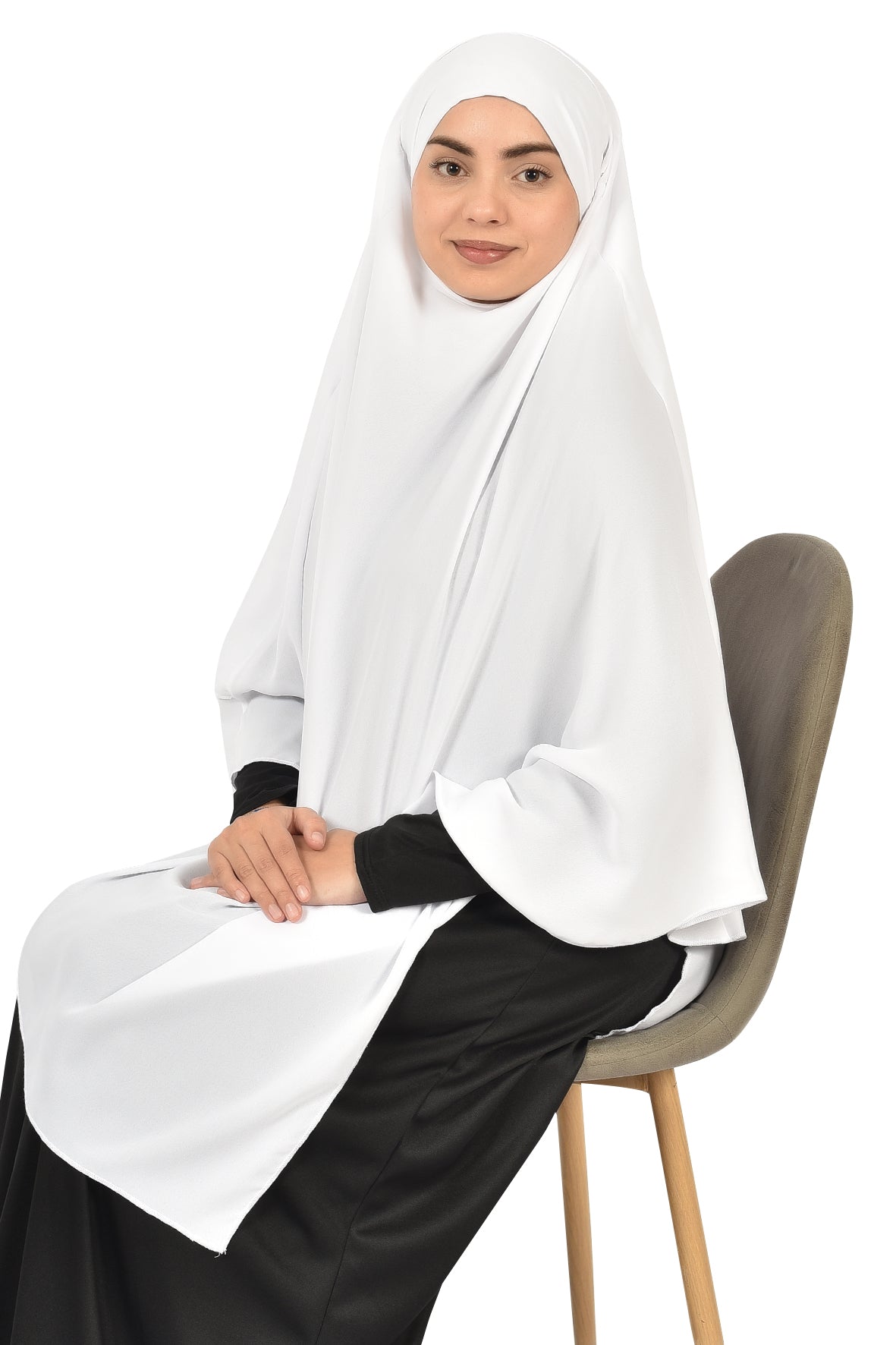 Long White Khimar with Full Coverage & Comfort