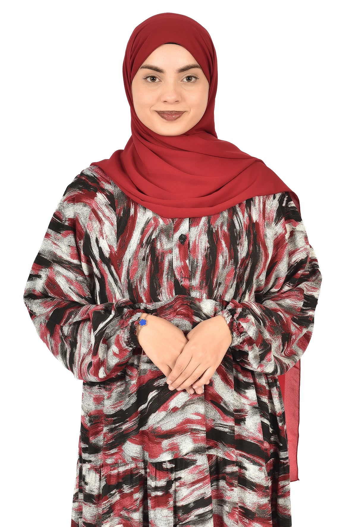 Red Abaya with Bold Modern Prints( guz dress )