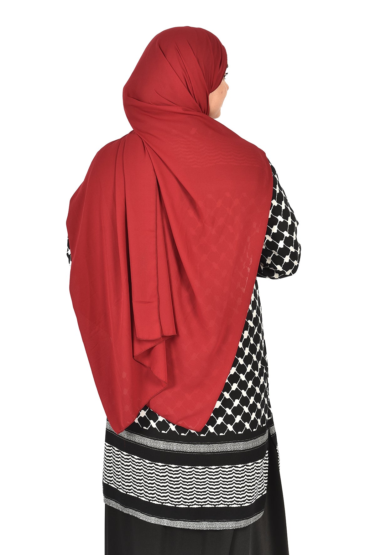 Black Tunic with Modern Palestinian Kufiya Print