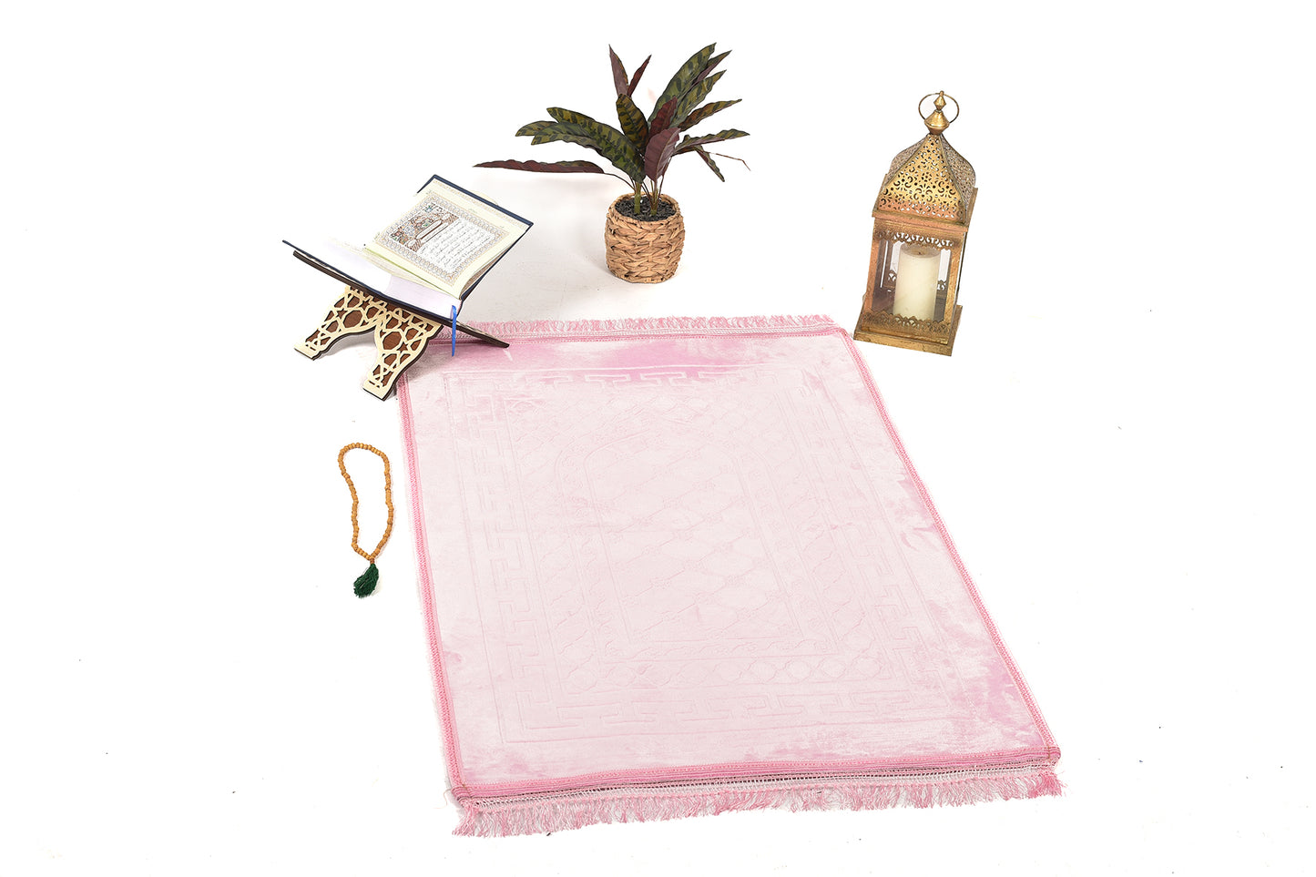 Luxury Velvet Padded Prayer Mat – Light Pink – Large Size { musallahs}