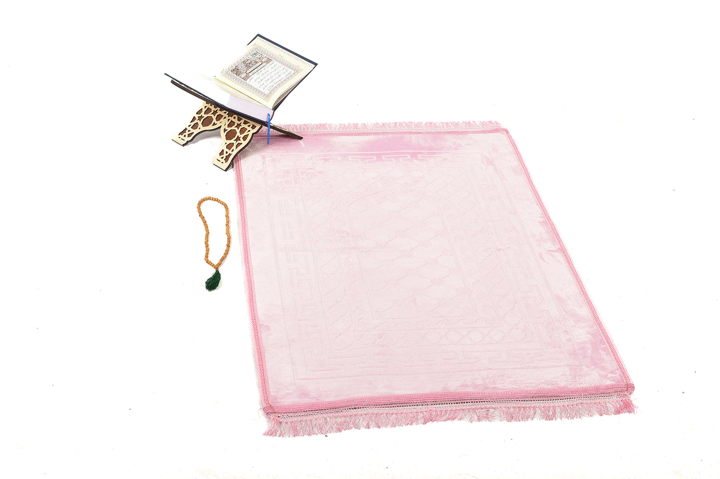 Luxury Velvet Padded Prayer Mat – Light Pink – Large Size { musallahs}