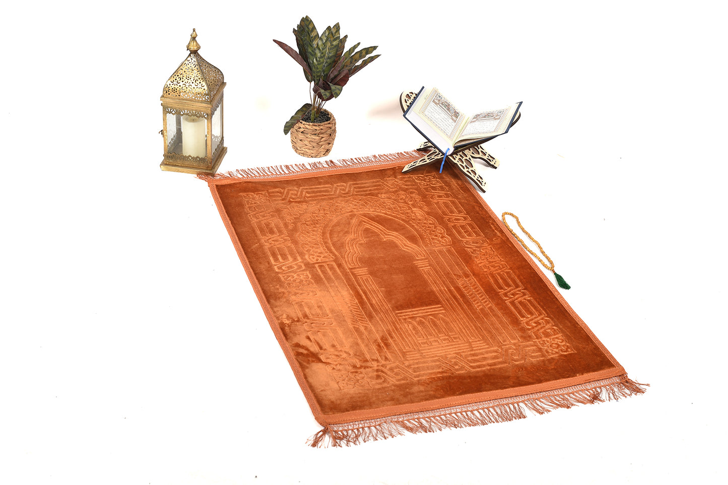 Luxury Velvet Padded Prayer Mat – Copper Color – Large Size{ musallahs}