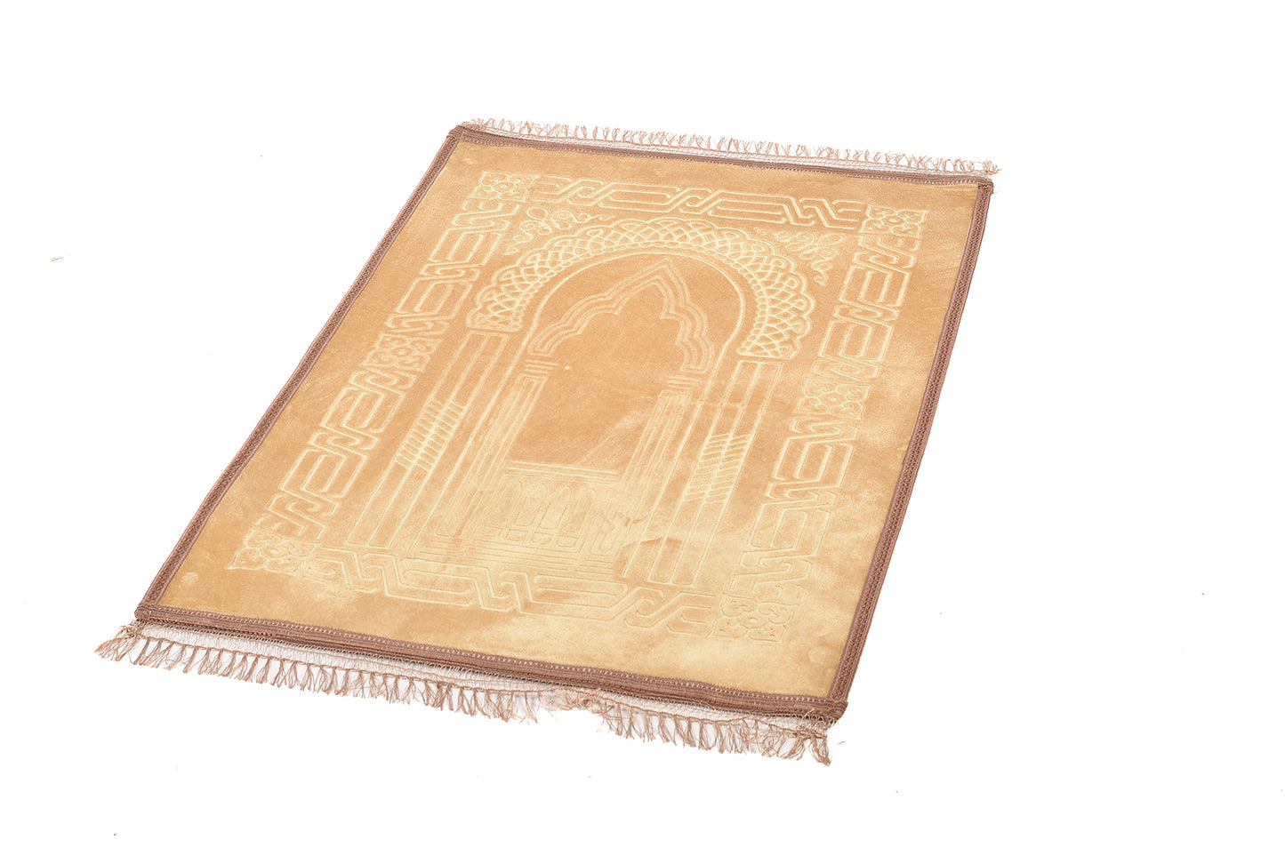 Luxury Velvet Padded Prayer Mat – Light Beige – Large Size{ musallahs}