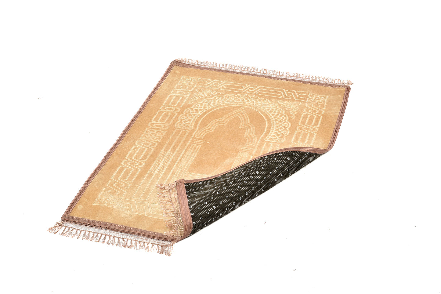 Luxury Velvet Padded Prayer Mat – Light Beige – Large Size{ musallahs}