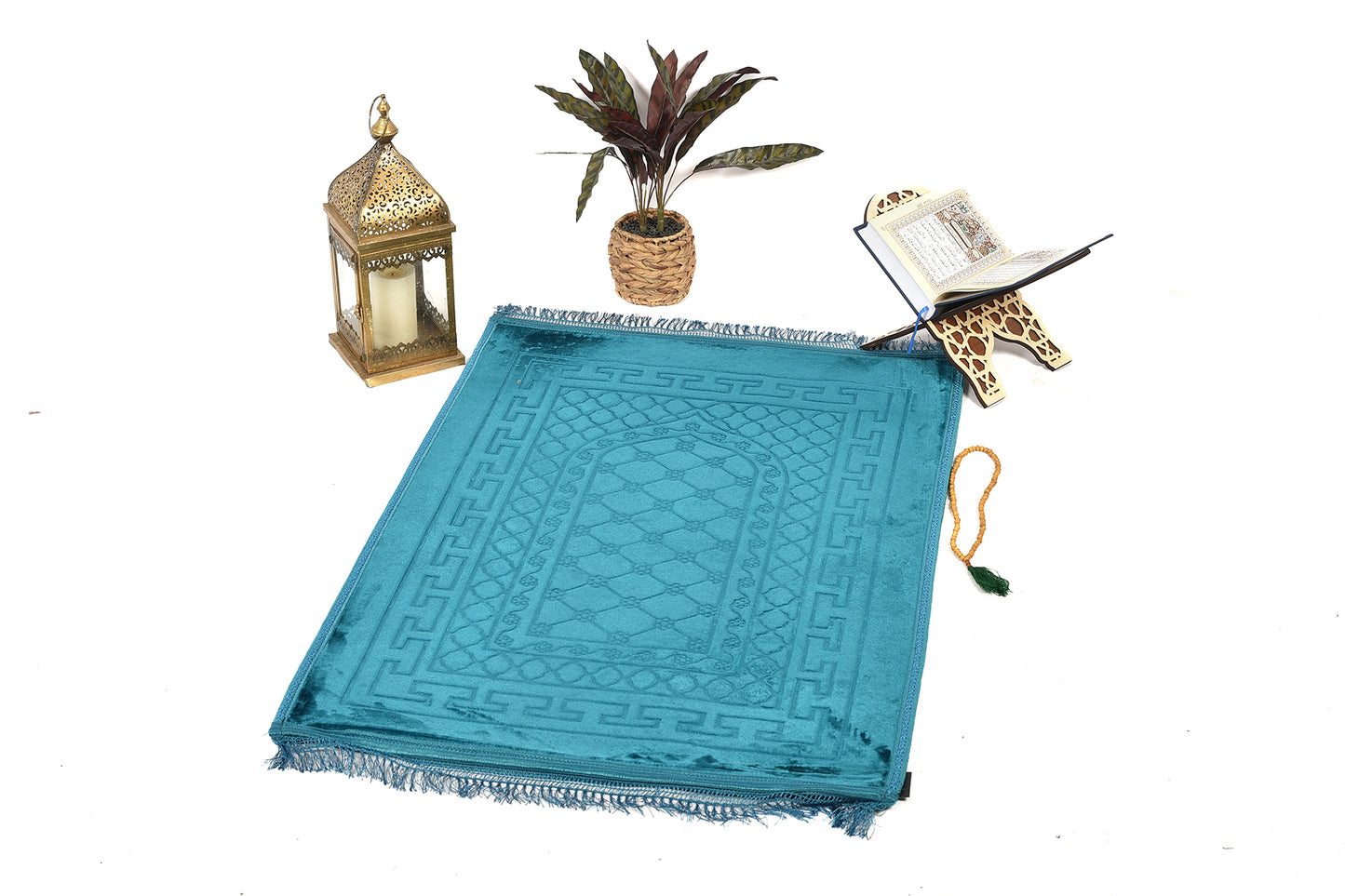 Luxury Velvet Padded Prayer Mat – Turquoise – Large Size{ musallahs}