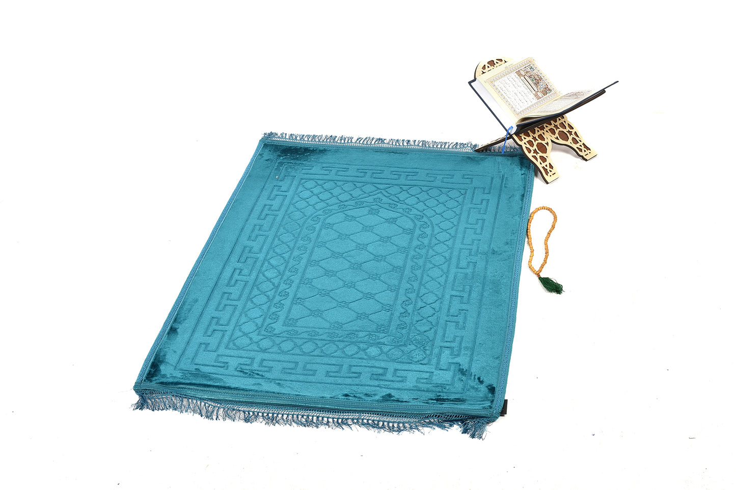Luxury Velvet Padded Prayer Mat – Turquoise – Large Size{ musallahs}