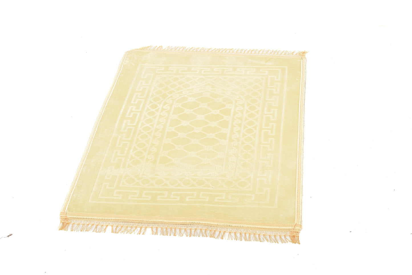 Luxury Velvet Padded Prayer Mat – Light Golden Beige – Large Size{ musallahs}
