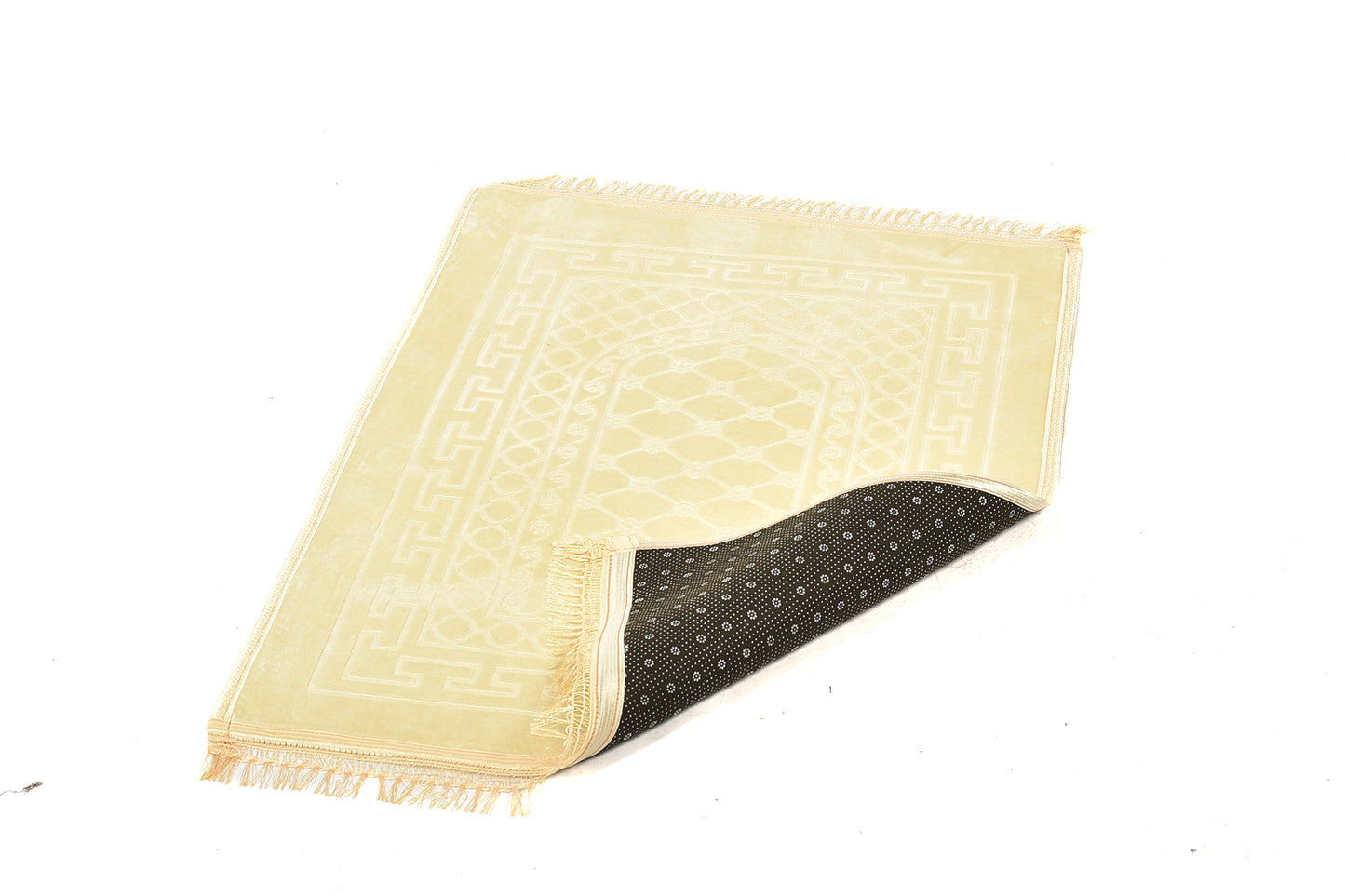 Luxury Velvet Padded Prayer Mat – Light Golden Beige – Large Size{ musallahs}