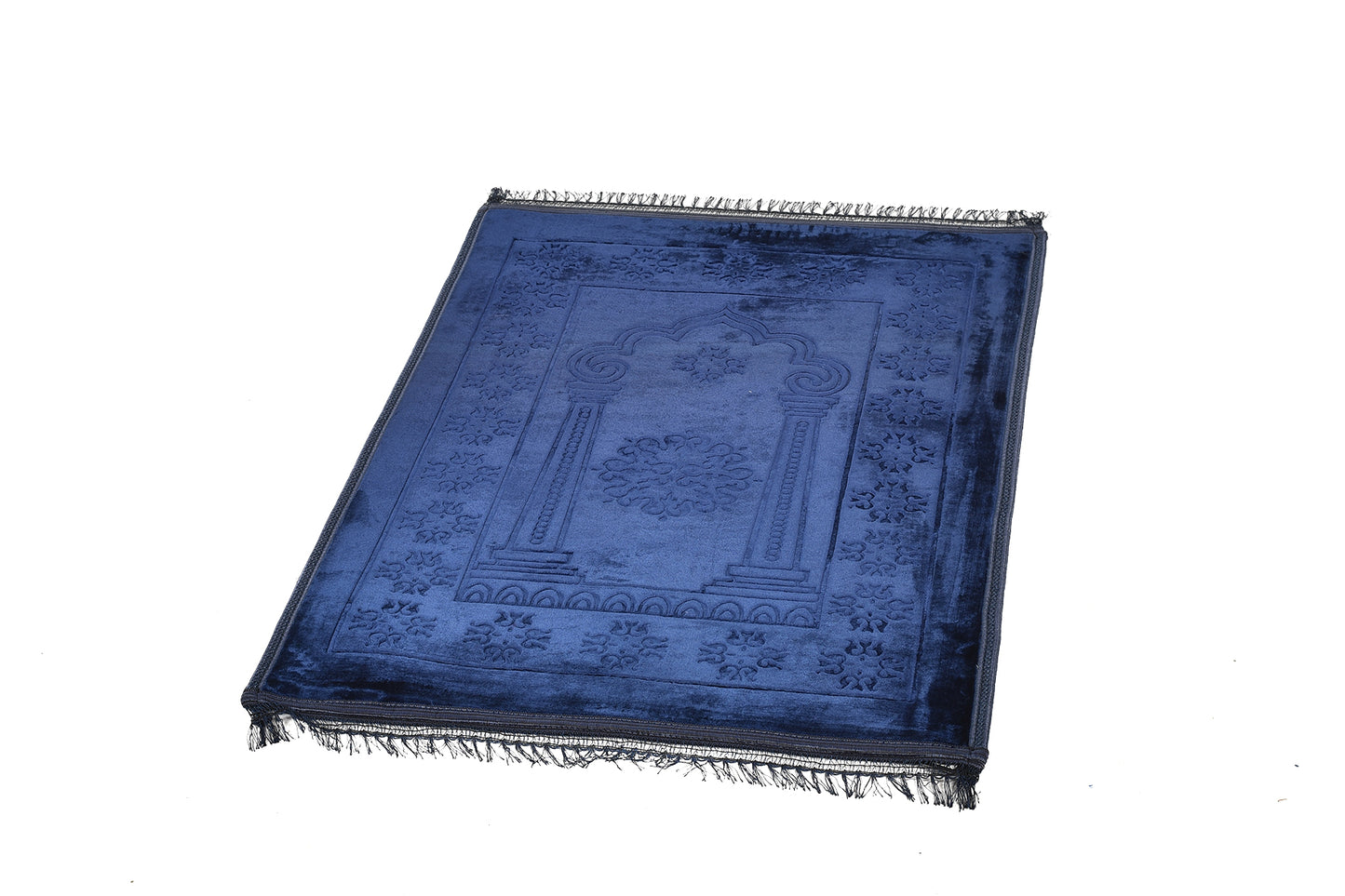 Luxury Velvet Padded Prayer Mat – Deep Navy Blue – Large Size (musallahs)