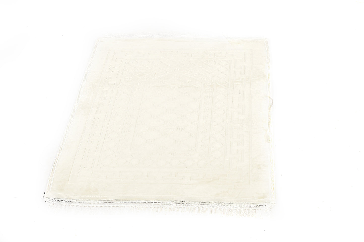 Luxury Velvet Padded Prayer Mat – Off White – Large Size (musallahs)