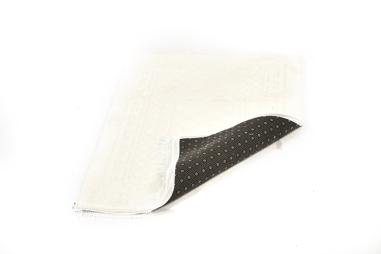 Luxury Velvet Padded Prayer Mat – Off White – Large Size (musallahs)
