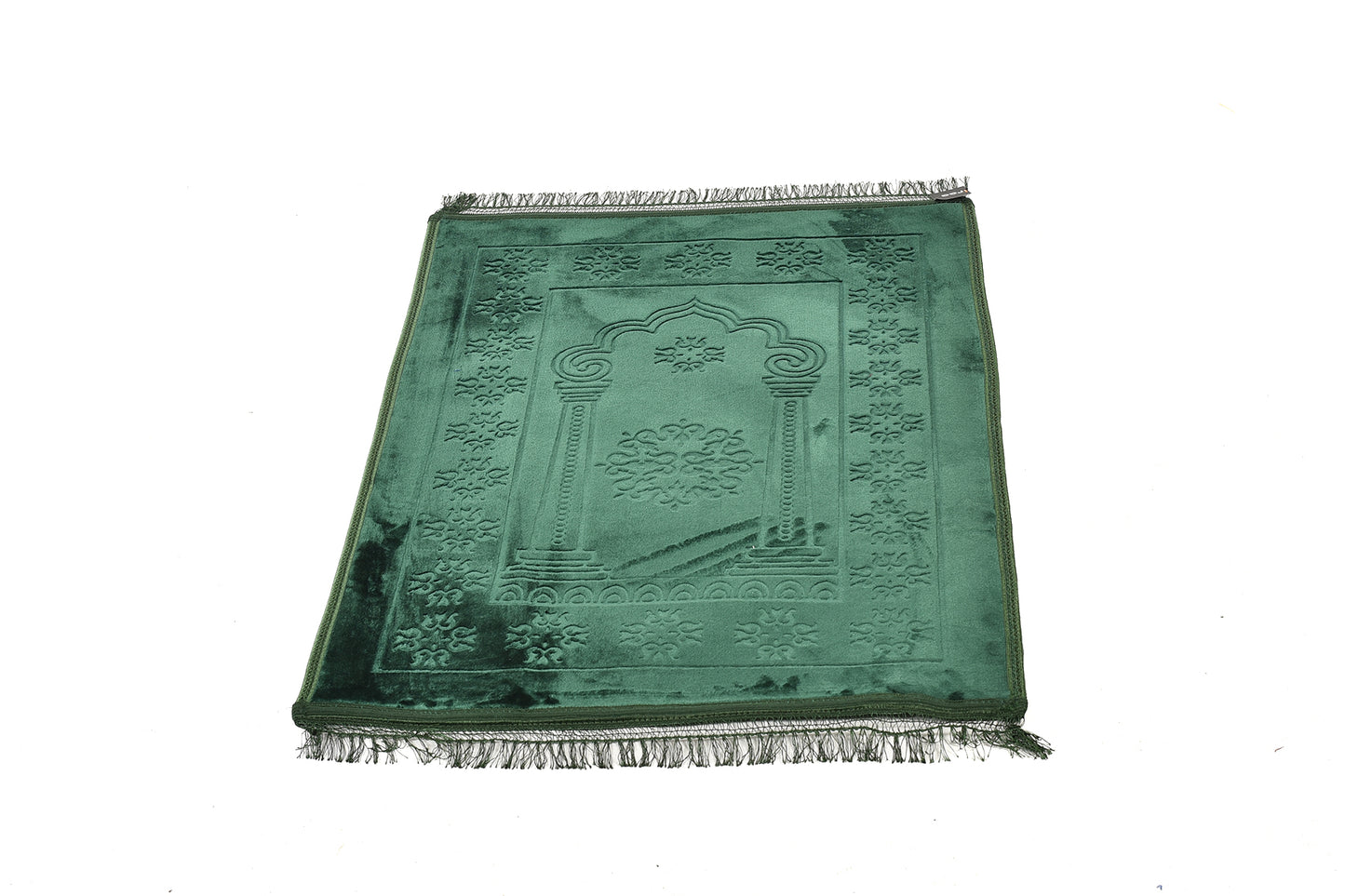 Luxury Velvet Padded Prayer Mat – Emerald Green – Large Size (musallahs)