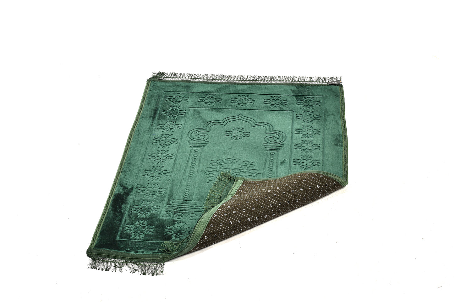 Luxury Velvet Padded Prayer Mat – Emerald Green – Large Size (musallahs)
