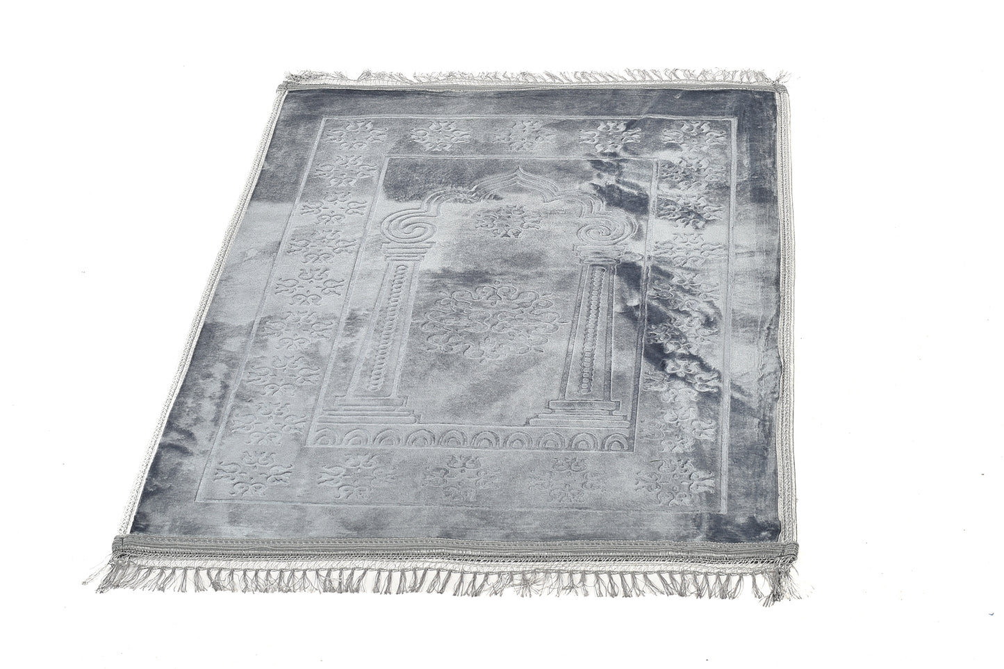 Luxury Velvet Padded Prayer Mat – Silver Gray – Large Size(musallahs)