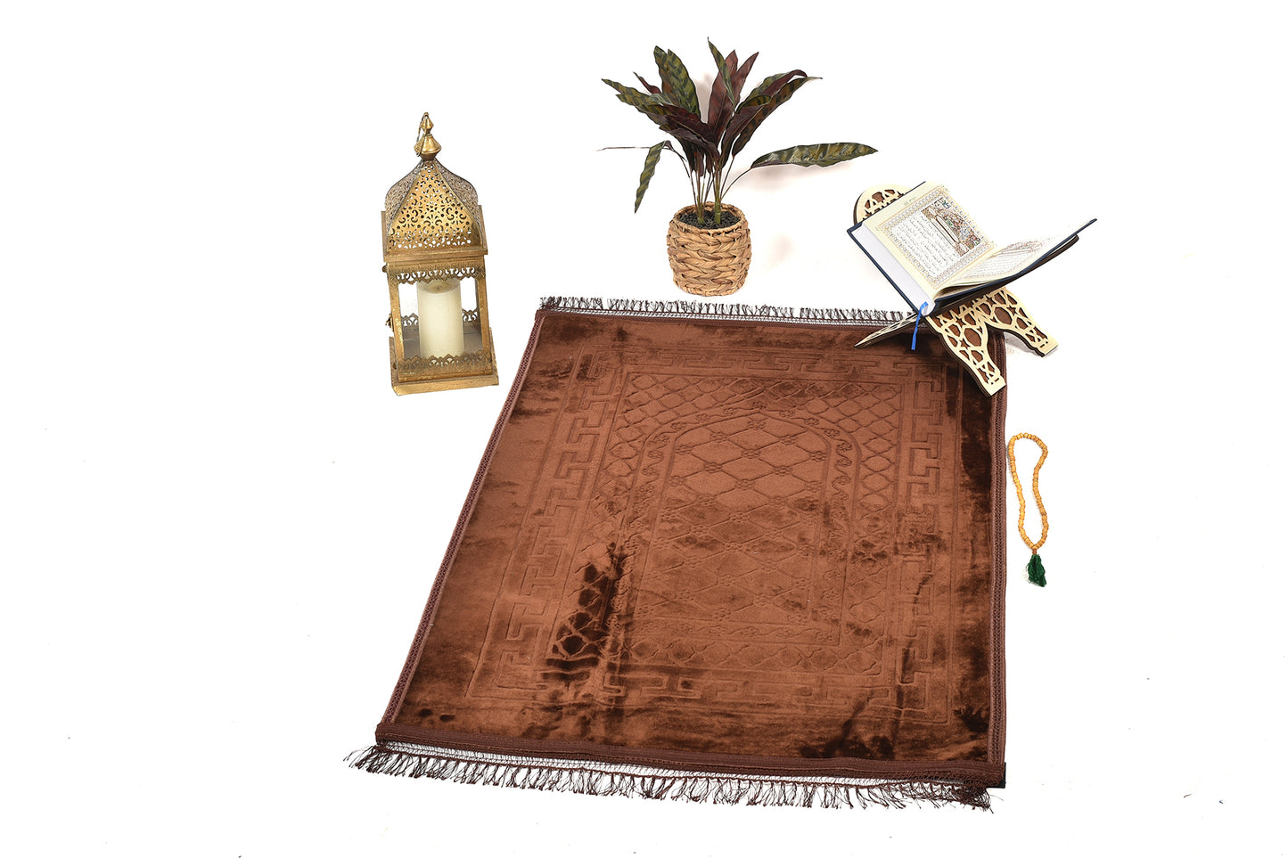Luxury Velvet Padded Prayer Mat – Large Size in Elegant Brown (musallahs)