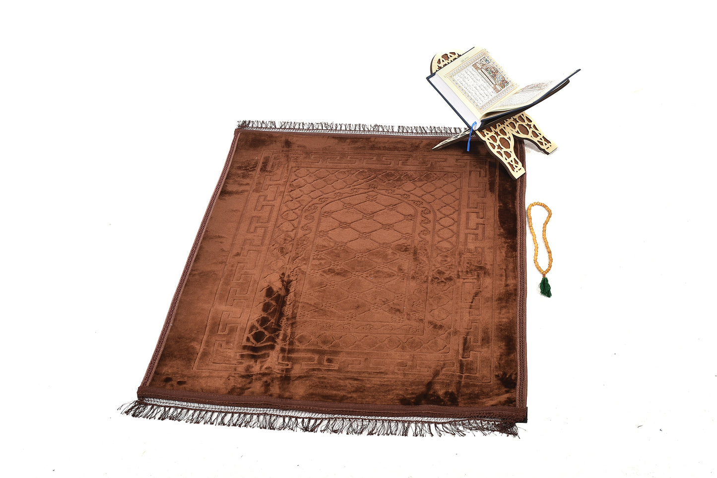 Luxury Velvet Padded Prayer Mat – Large Size in Elegant Brown (musallahs)