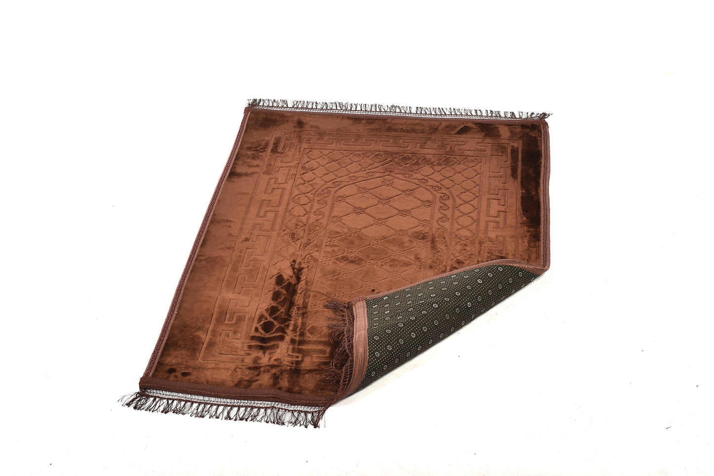 Luxury Velvet Padded Prayer Mat – Large Size in Elegant Brown (musallahs)