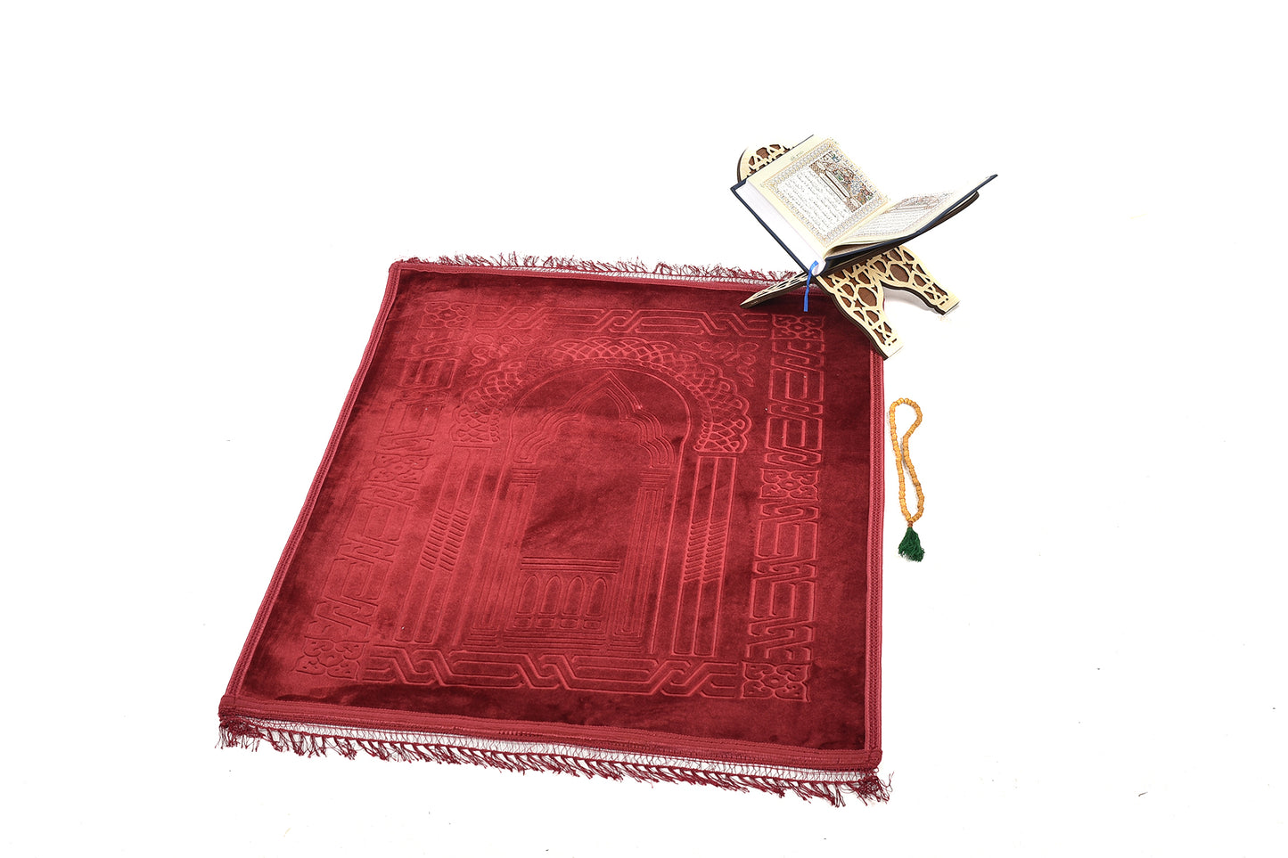 Luxury Velvet Padded Prayer Mat – Elegant Burgundy Red (musallahs)