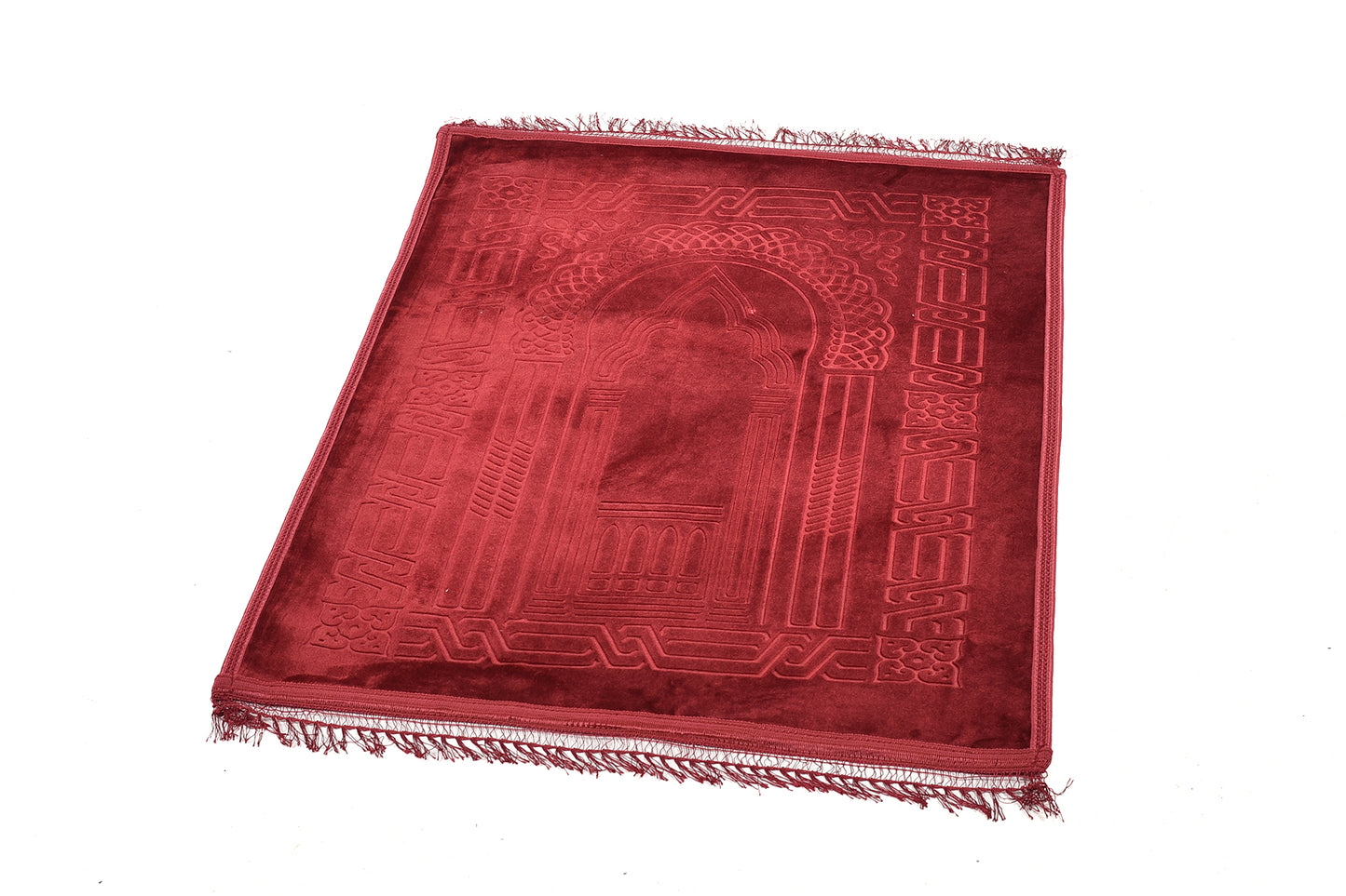 Luxury Velvet Padded Prayer Mat – Elegant Burgundy Red (musallahs)