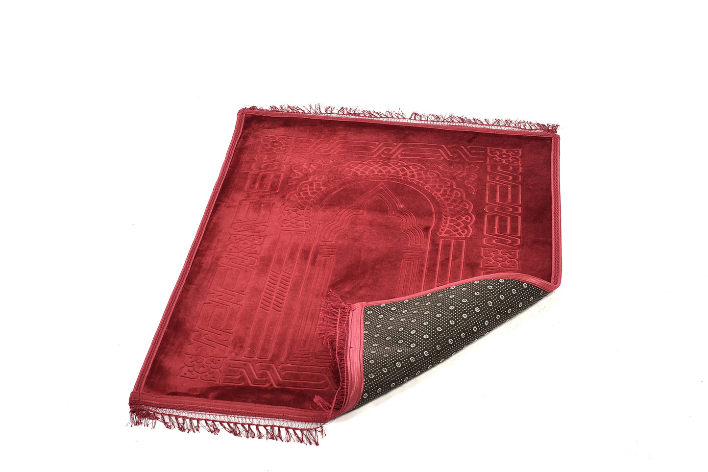 Luxury Velvet Padded Prayer Mat – Elegant Burgundy Red (musallahs)