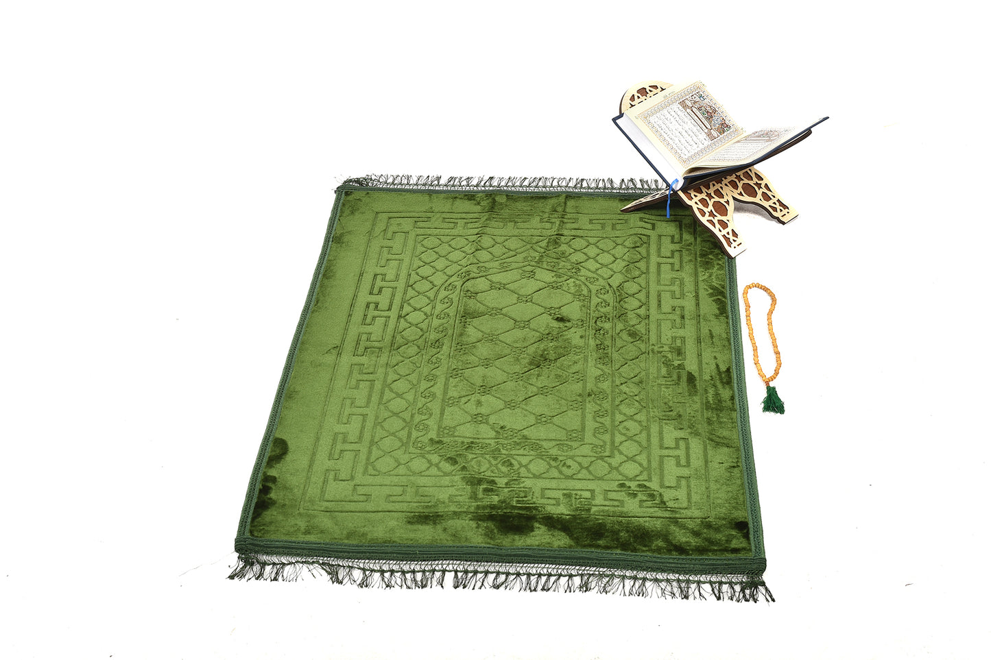 Luxury Velvet Padded Prayer Mat – Elegant Emerald Green(musallahs)