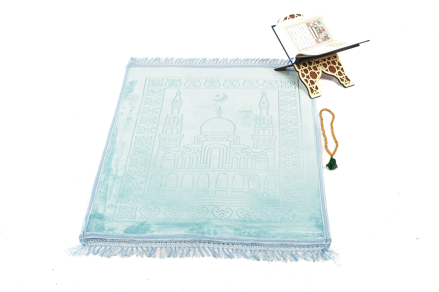 Luxury Velvet Padded Prayer Mat – Sky Blue(musallahs)