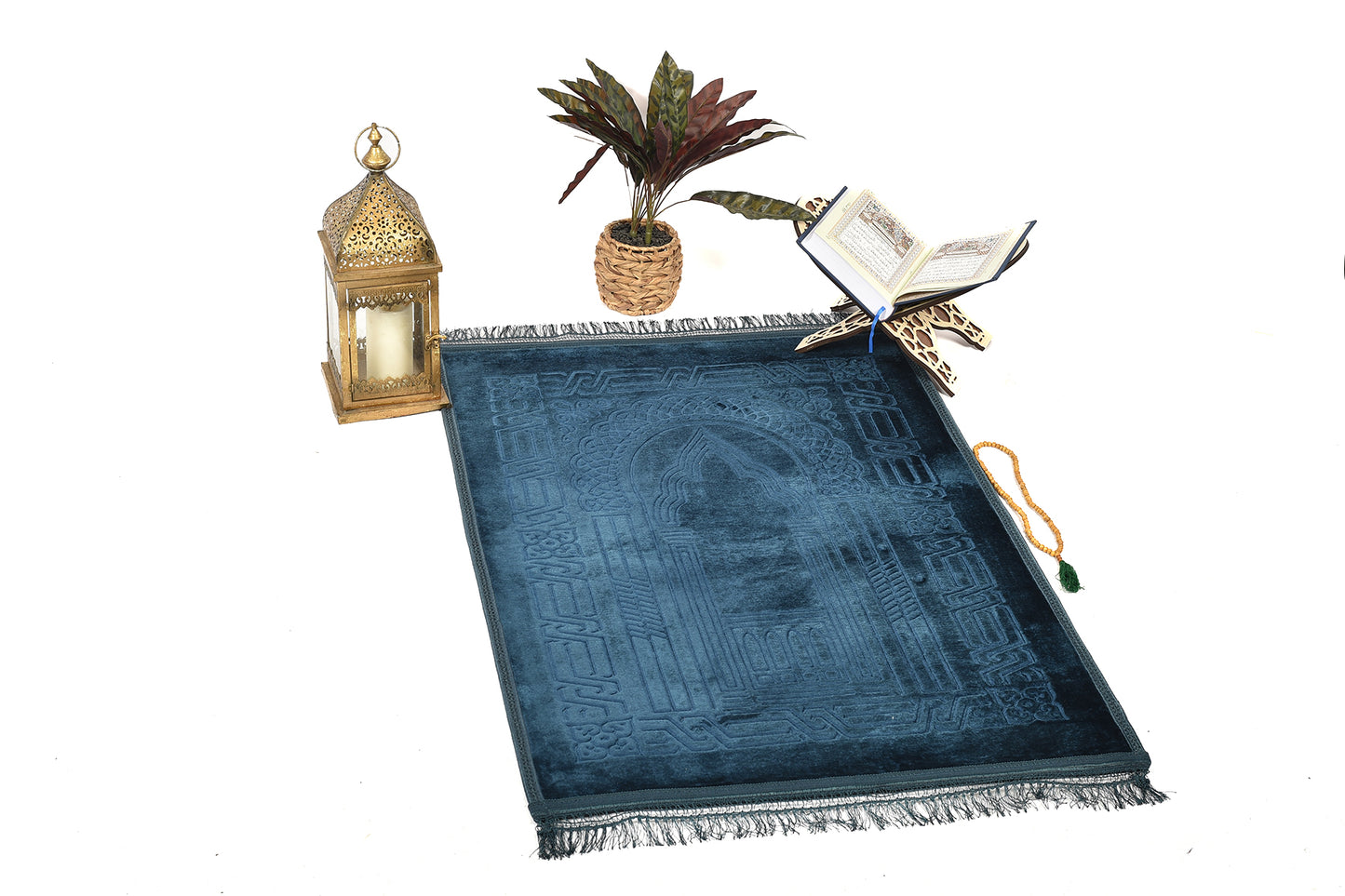 Luxury Velvet Padded Prayer Mat – Dark Blue ( musallahs )
