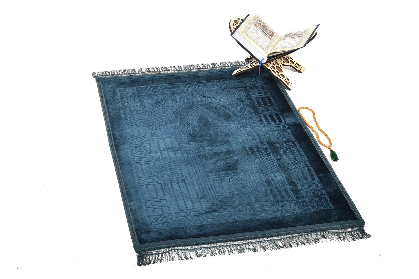 Luxury Velvet Padded Prayer Mat – Dark Blue ( musallahs )