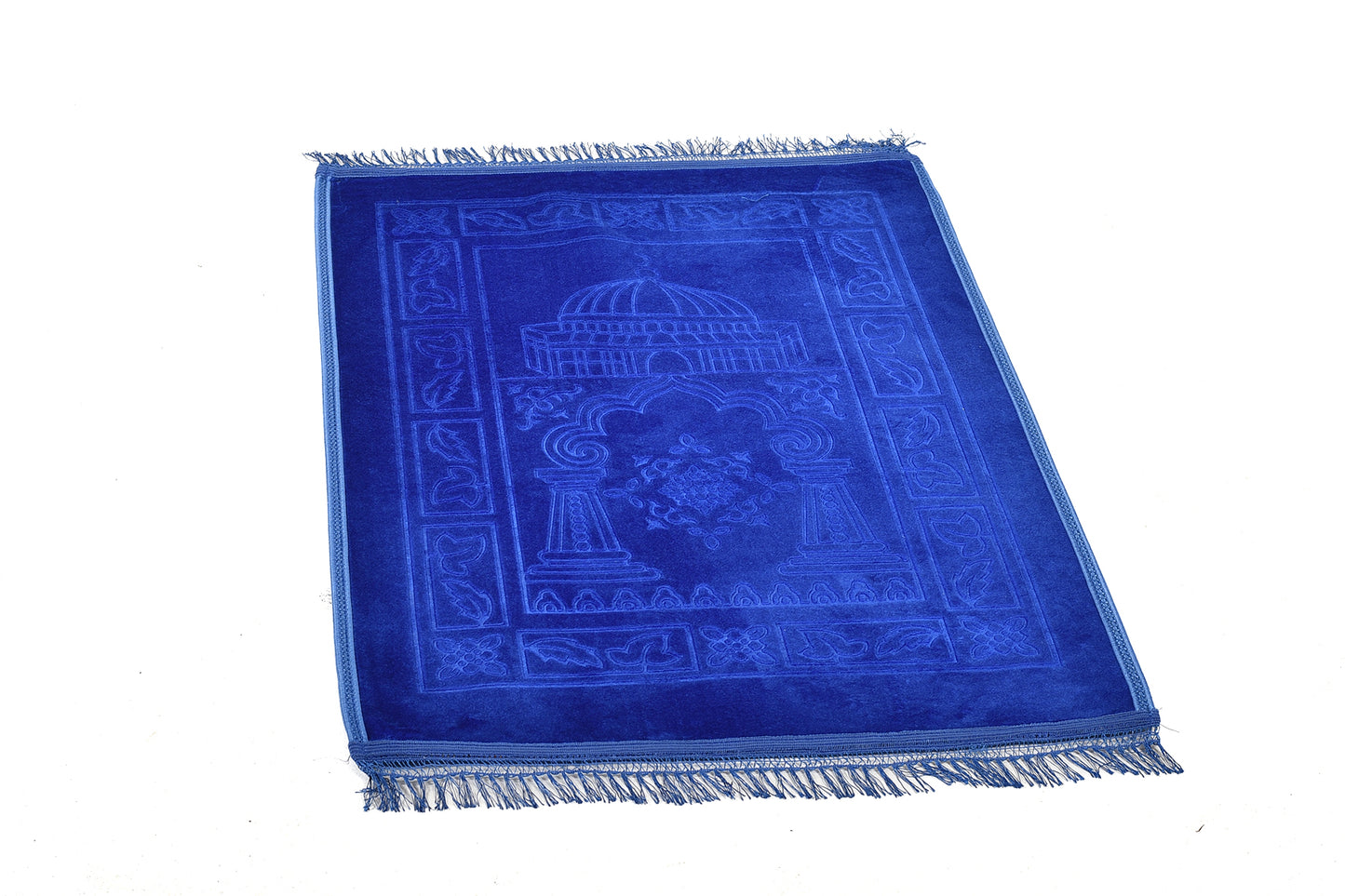 Luxury Velvet Prayer Mat with Dome of the Rock Design – Sky Blue( musallahs)