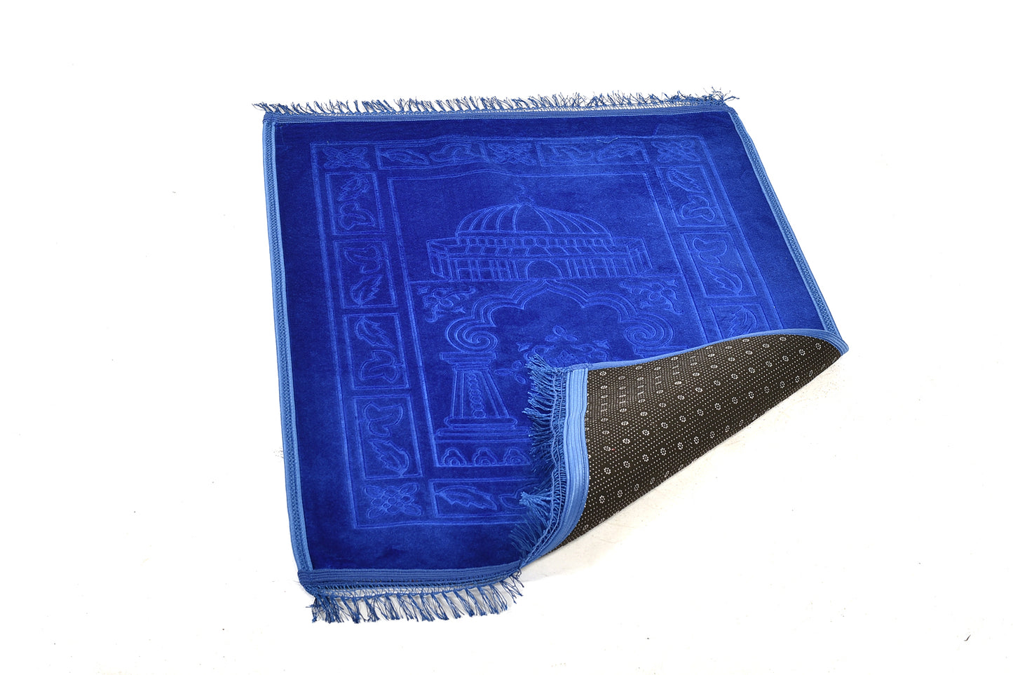 Luxury Velvet Prayer Mat with Dome of the Rock Design – Sky Blue( musallahs)