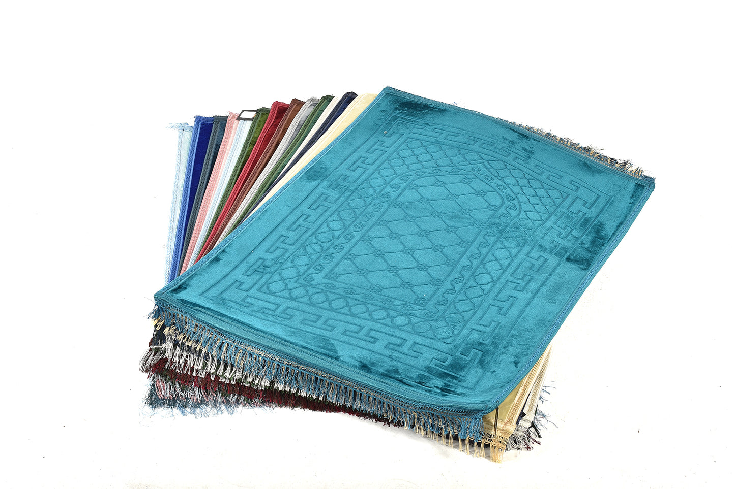 Luxury Velvet Padded Prayer Mat – Emerald Green – Large Size (musallahs)