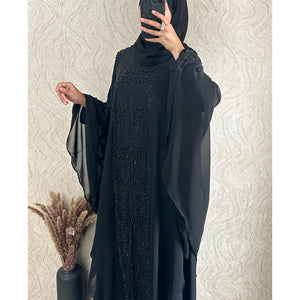 Exclusive Chiffon Beaded Pearl Abaya - Amiiraa