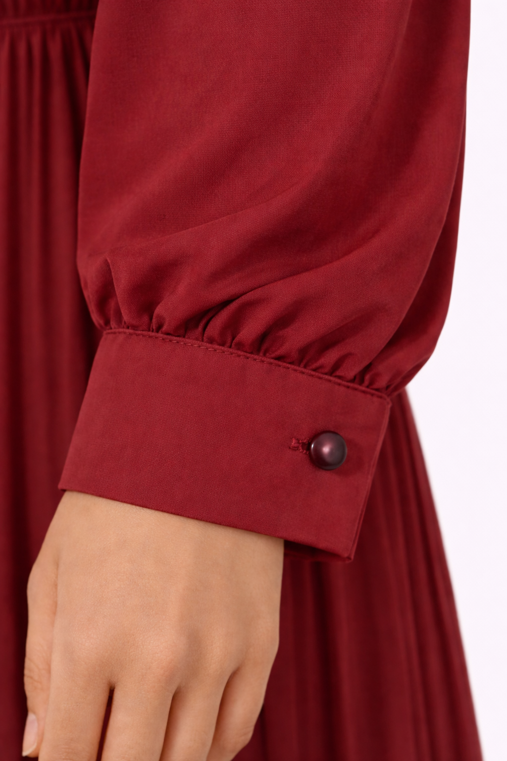 Zinfandel Pleated Modest Maxi Dress with Ruffle Detailing