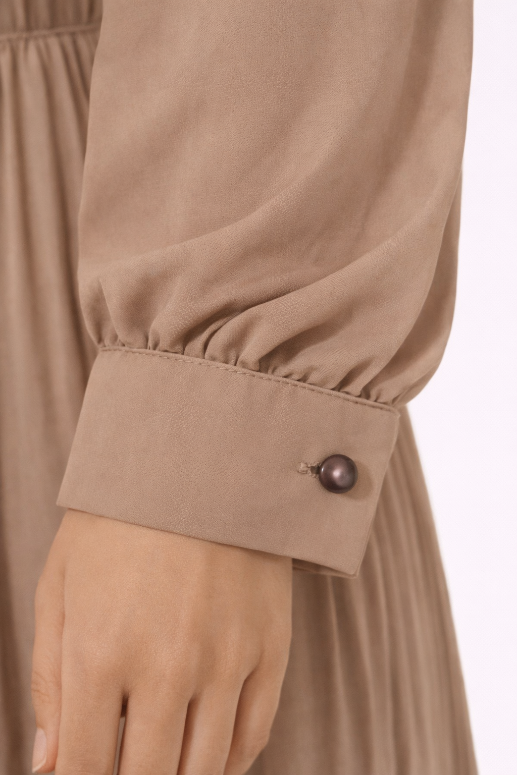 Cinder Pleated Modest Maxi Dress with Ruffle Detailing