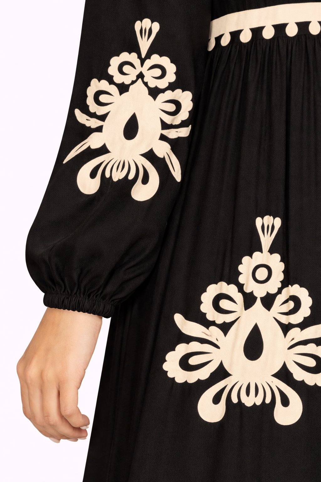 Tap Shoe & Cream Ethnic Pattern Printed Maxi Dress