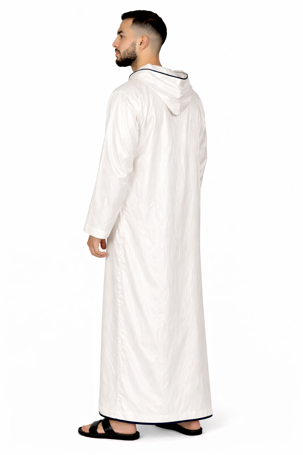 Lightest Sky Hooded Moroccan Thobe with Detailing
