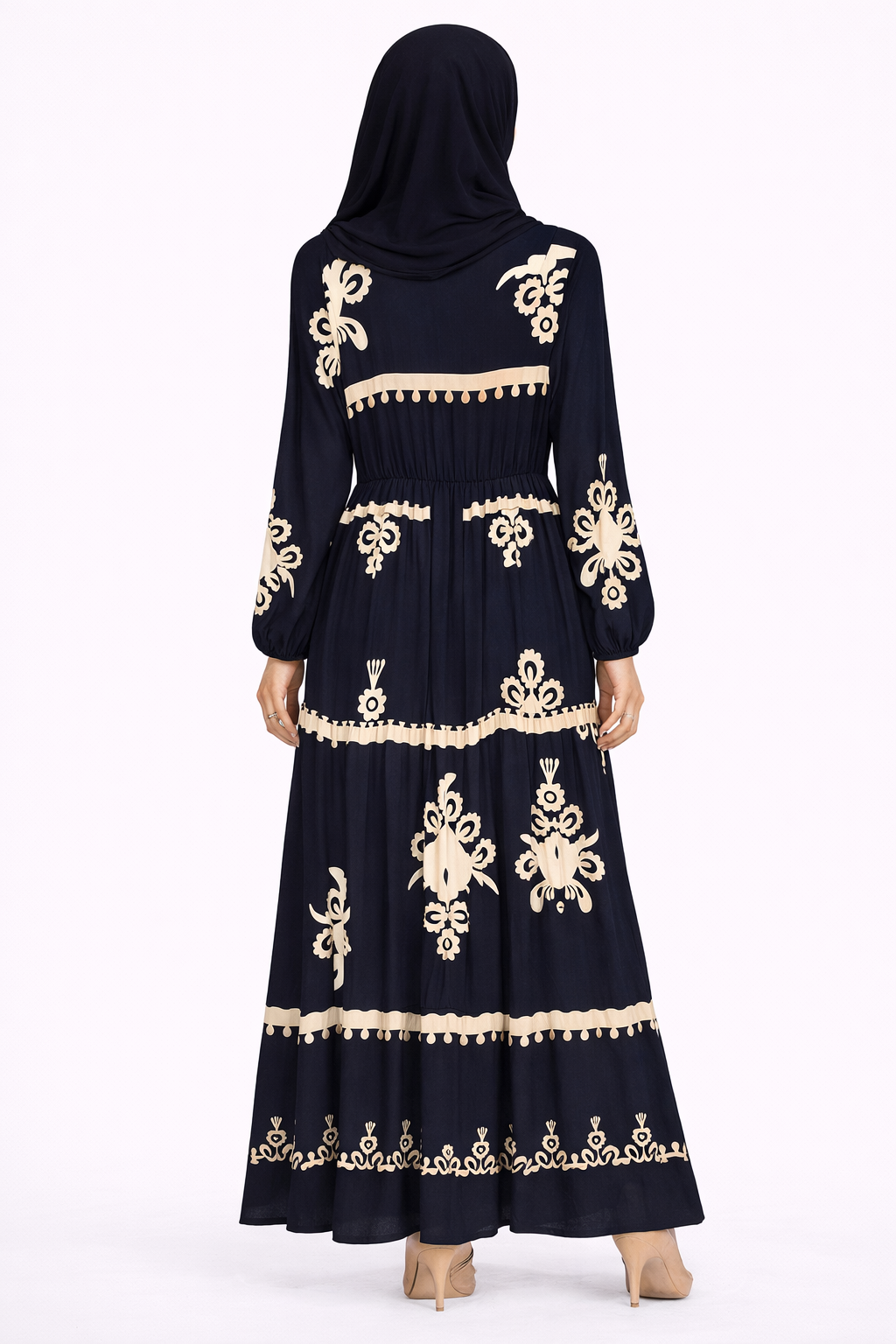 Pageant Blue & Cream Ethnic Pattern Printed Maxi Dress