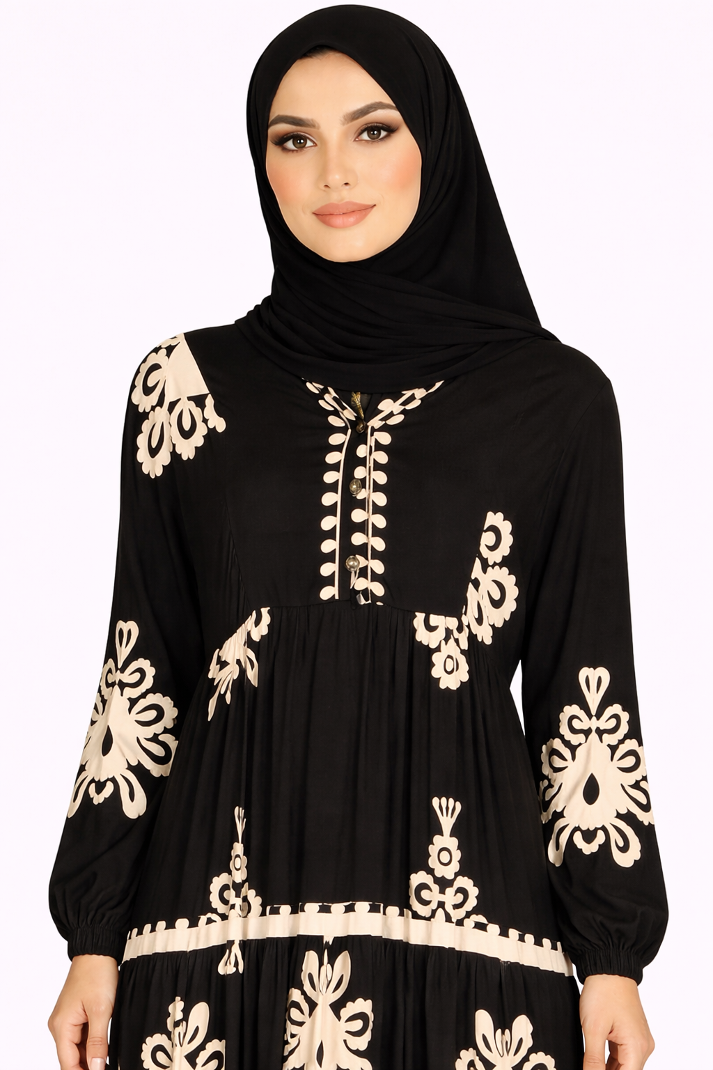Tap Shoe & Cream Ethnic Pattern Printed Maxi Dress