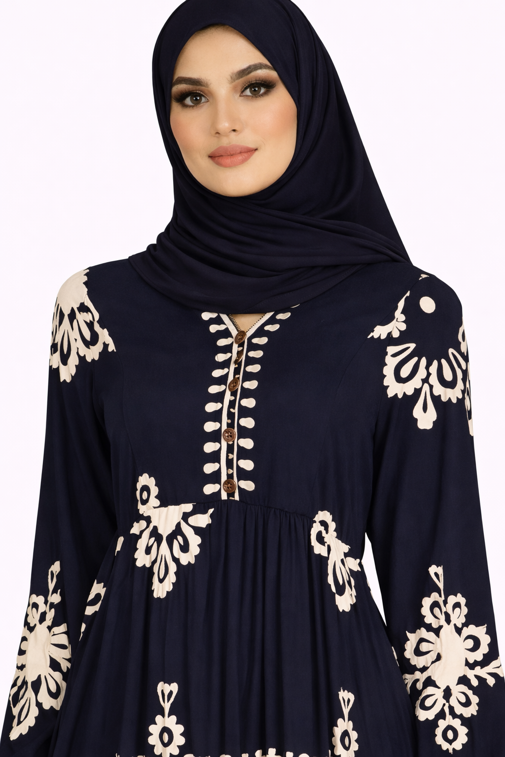 Pageant Blue & Cream Ethnic Pattern Printed Maxi Dress
