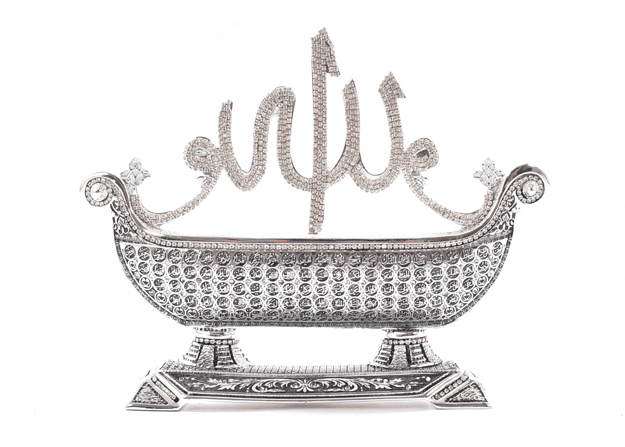 Luxury Silver Boat Ornament with The 99 Names of Allah
