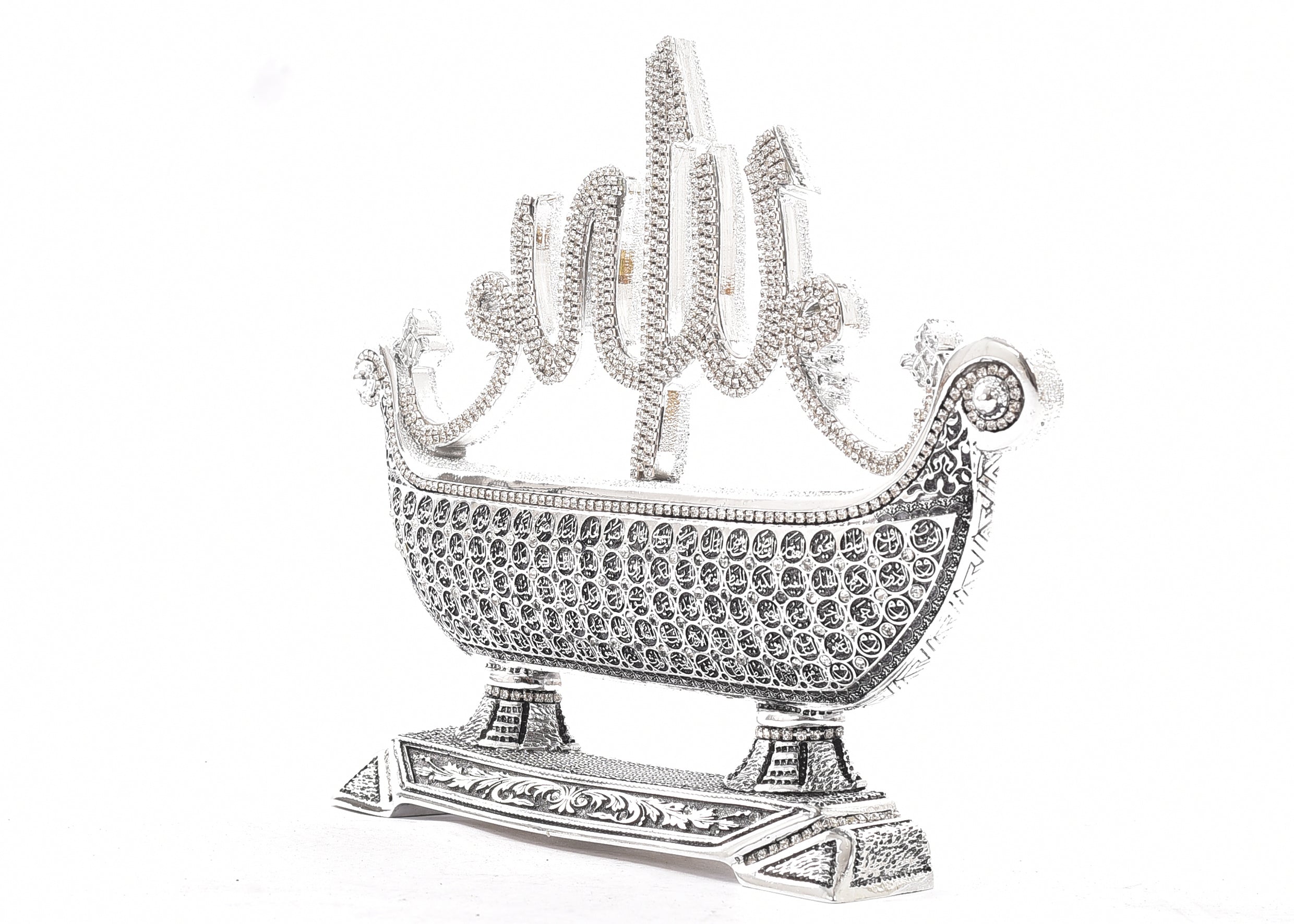 Luxury Silver Boat Ornament with The 99 Names of Allah