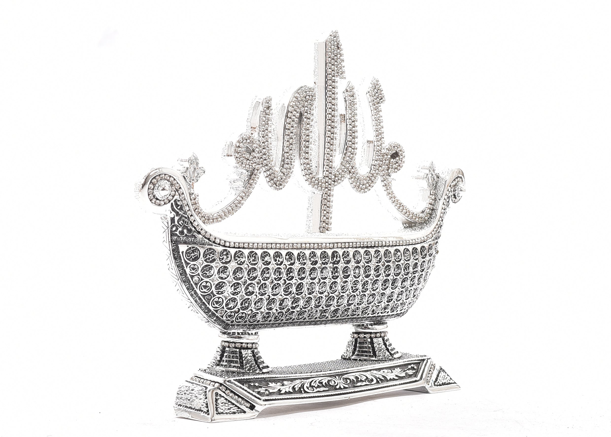 Luxury Silver Boat Ornament with The 99 Names of Allah
