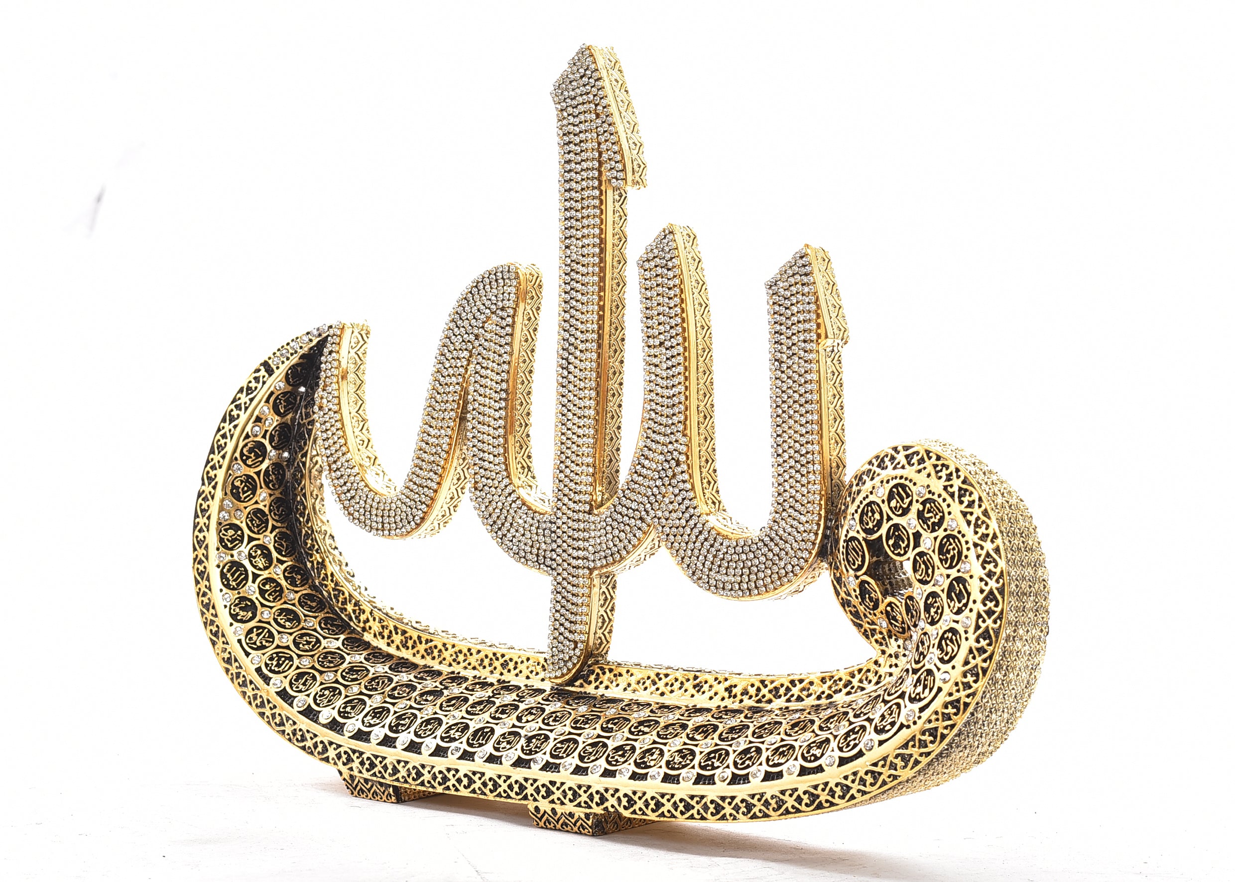 Luxury Gold Allah Boat Ornament with The 99 Names of Allah
