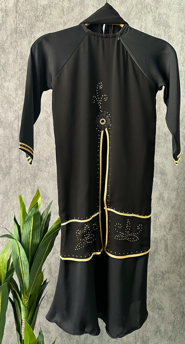 Girls Layered Black Abaya - Amiiraa