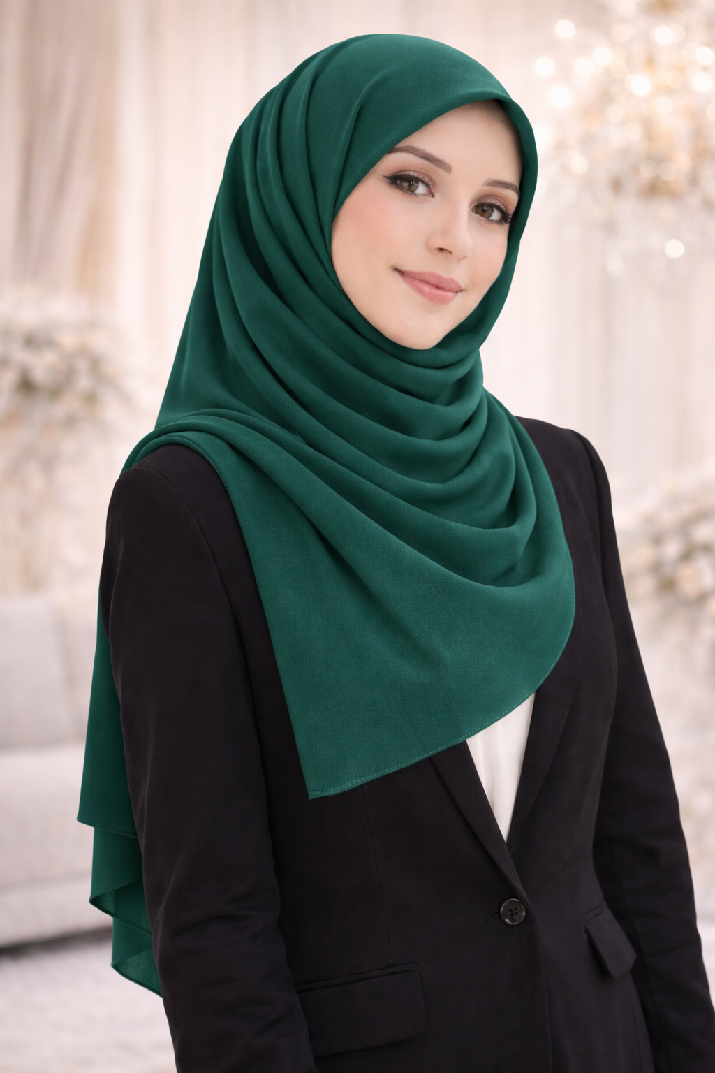 Hunter Green Lightweight Rectangular Chiffon Scarf for Women – Sheer Wrap