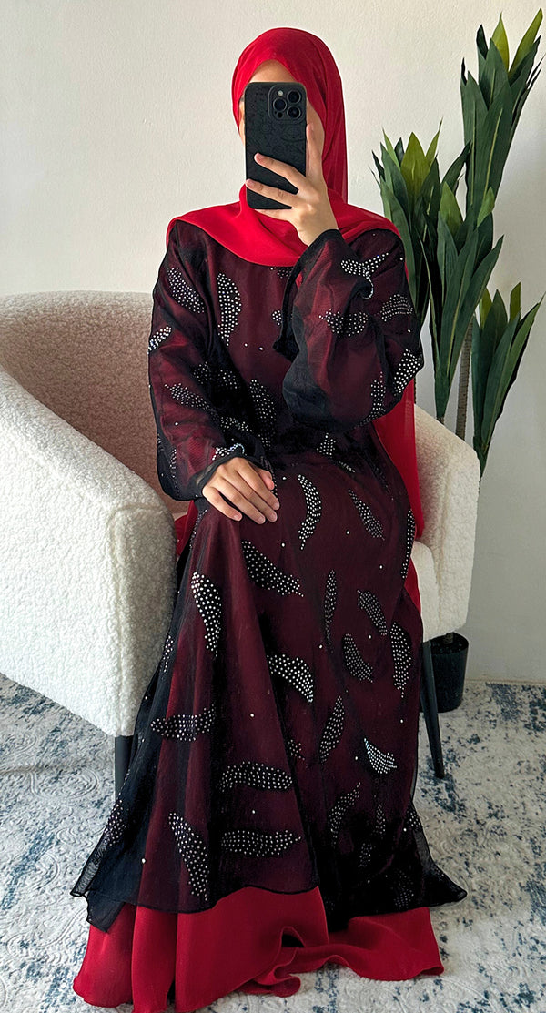 Lace Abaya ( Red-Pink-Blue-Yellow-Black ) - Amiiraa